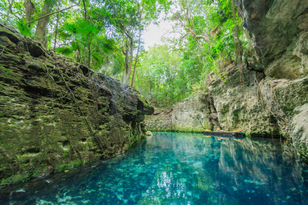 istock Blue river in Xcaret, Mexico 920762372