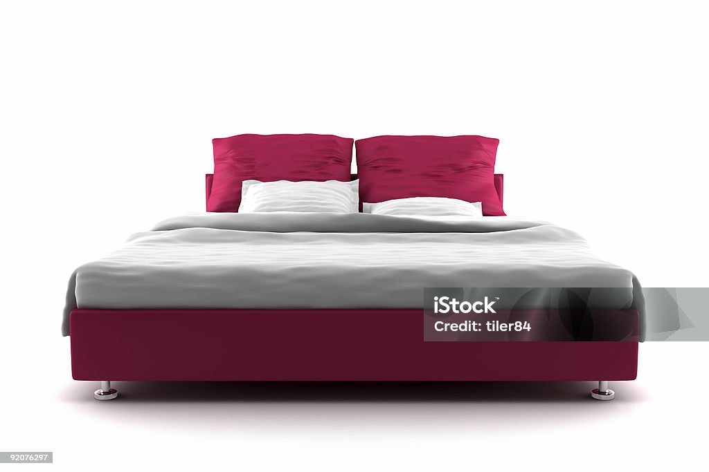 red Bett, isoliert auf weißem Hintergrund - Lizenzfrei Dreidimensional Stock-Foto