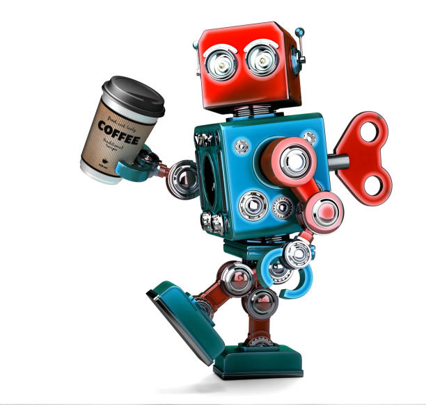 Friendly cute cartoon robot - 3d render. Technology concept. Customer support chatbot, online consultant, assistant. Bot with smiling face on the screen. Robotic toy.