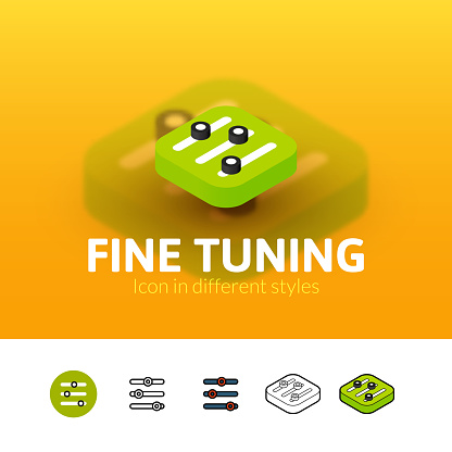 Fine tuning color icon, vector symbol in flat, outline and isometric style isolated on blur background