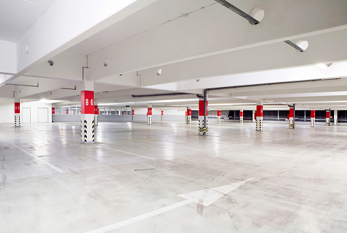 Underground parking without cars. Empty garage