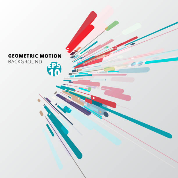 Modern style abstract geometric with composition perspective made of various lines diagonal rounded shapes in colorful. Modern style abstract geometric with composition perspective made of various lines diagonal rounded shapes in colorful. Vector illustration. dynamic graphic stock illustrations