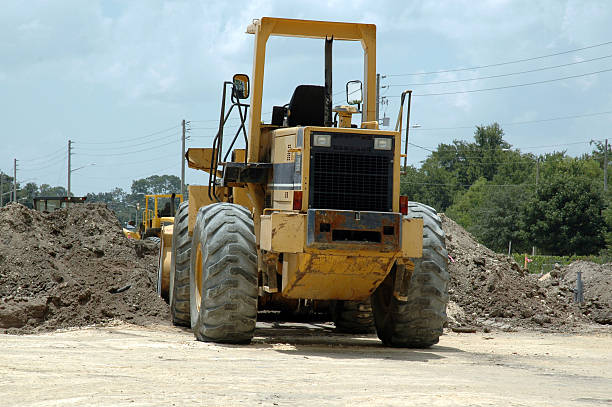 Construção-Buldôzer, Vista traseira - foto de acervo