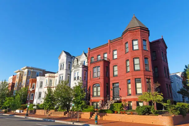 Photo of Residential townhouses in the highly sought after Capitol Hill neighborhood in Washington DC, USA.