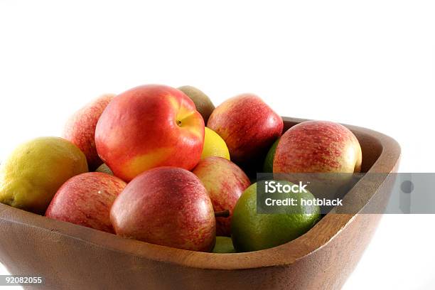 Fruit In Wooden Bowl Stock Photo - Download Image Now - Apple - Fruit, Bowl, Color Image