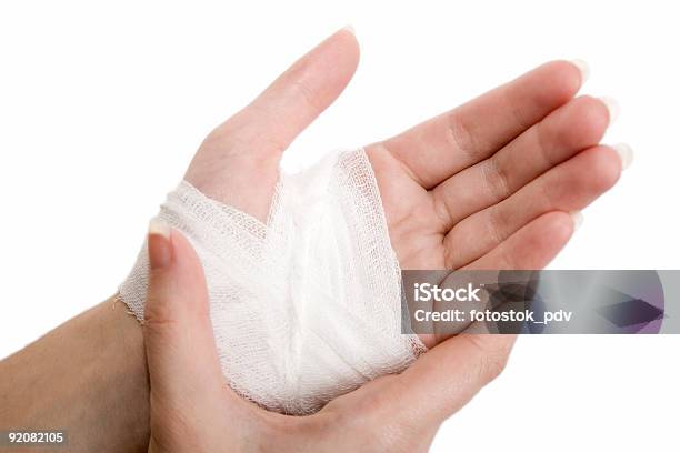 Close Up Of Hand Wrapped In Bandage Stock Photo - Download Image Now - Assistance, Bandage, Bruise