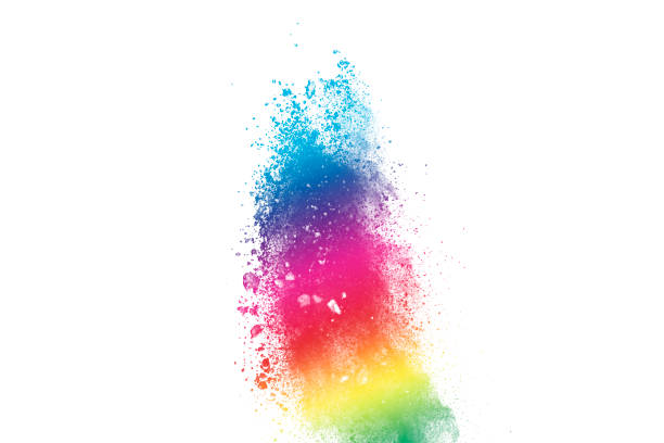 istock Freeze motion of colored powder explosions isolated on white background 920828130