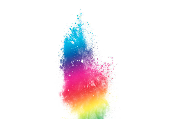 istock Freeze motion of colored powder explosions isolated on white background 920828146