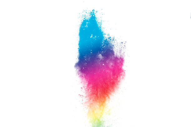 istock Freeze motion of colored powder explosions isolated on white background 920828170