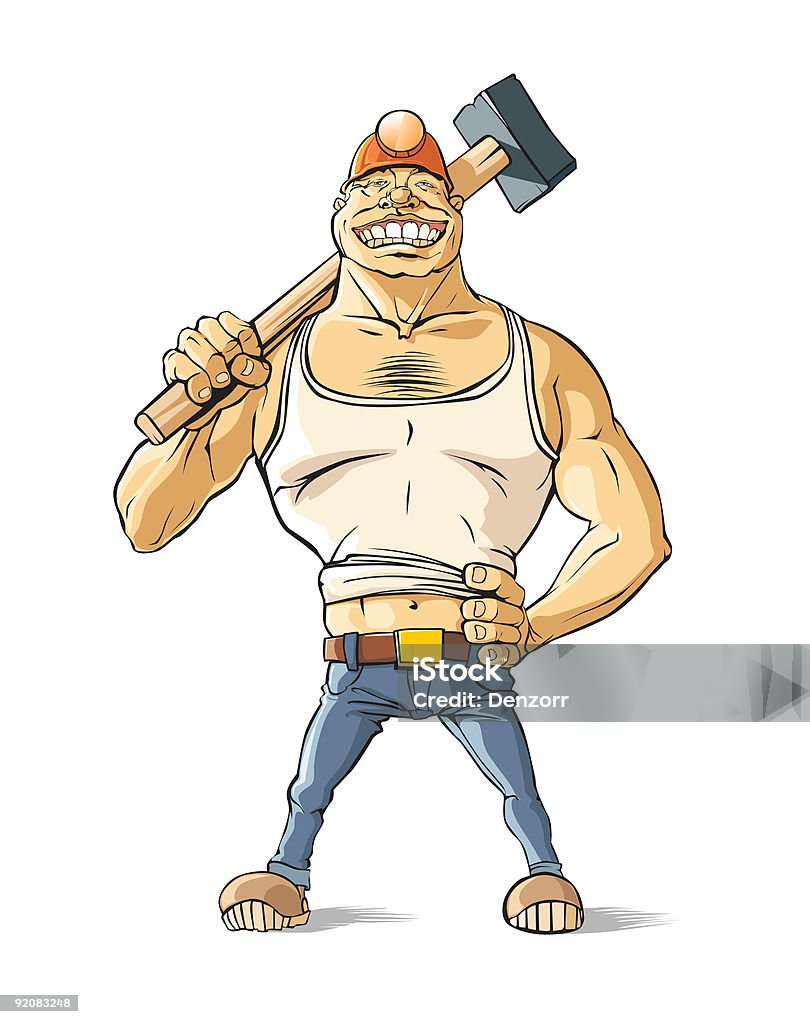 Schwierige Aufgabe: Arbeiter mit hammer 2 - Lizenzfrei Anstrengung Stock-Illustration