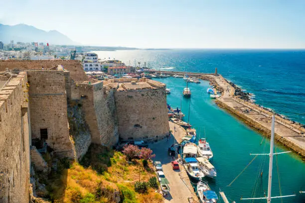 Kyrenia (Girne) fortress, view of Venetian tower. Cyprus