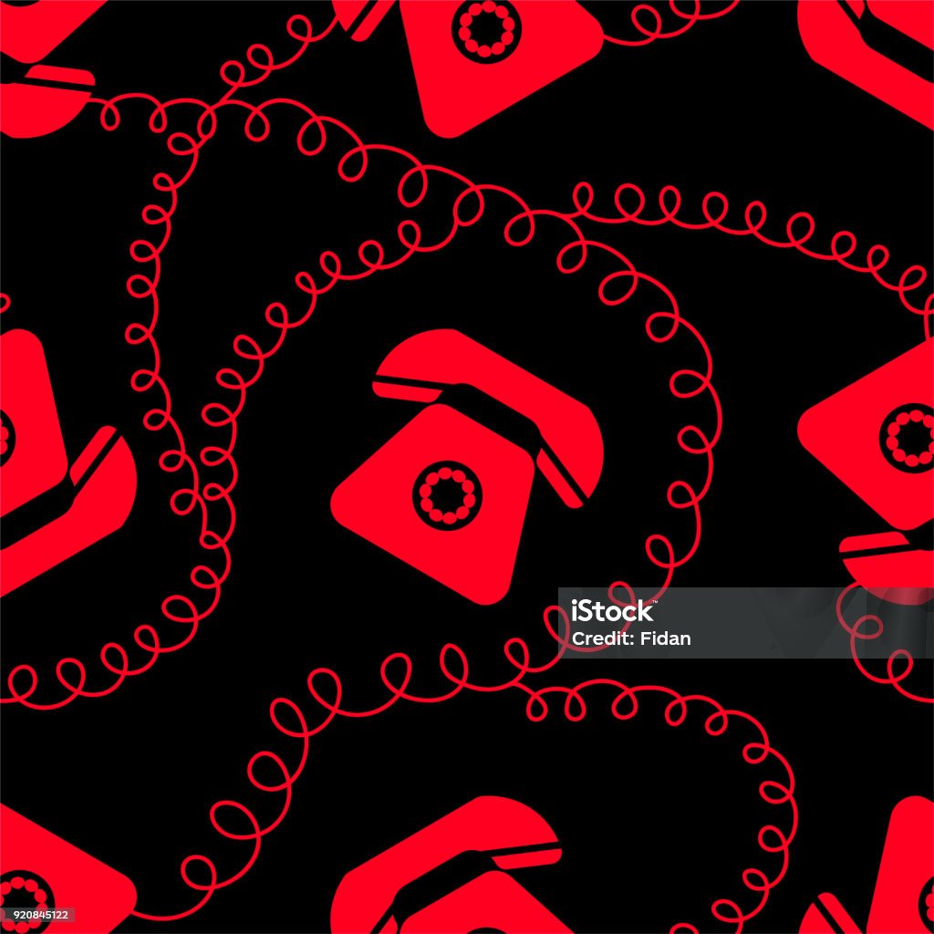 Calling Pattern Phone Call Pattern Black Seamless Background Stock Illustration ...
