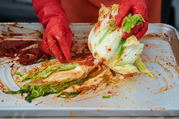 Making kimchi stock photo