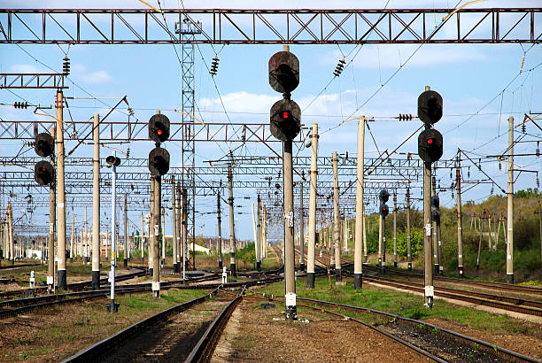 istock Railway traffic lights show a stop signal 92085209