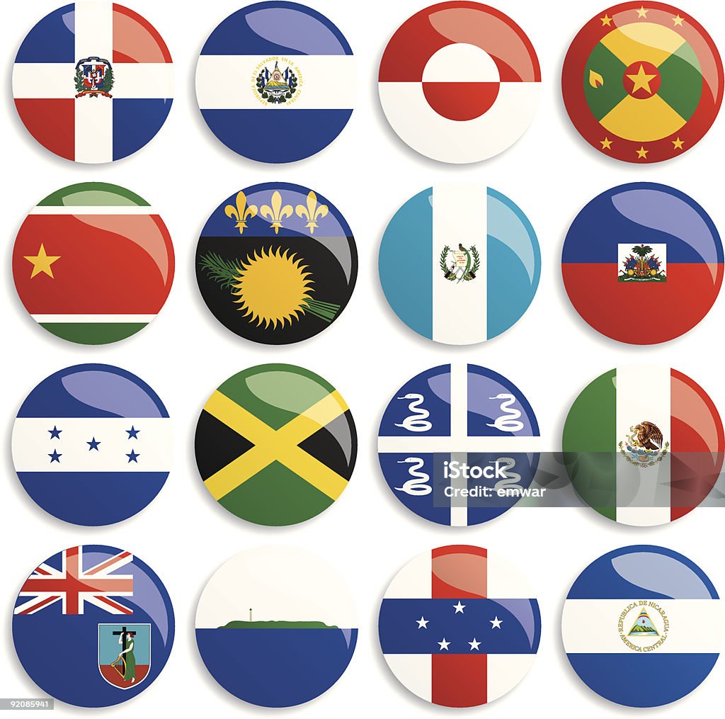 Banderas botones de América del Norte - arte vectorial de Bandera libre de derechos