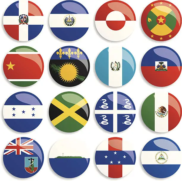 Vector illustration of Various North American flag buttons