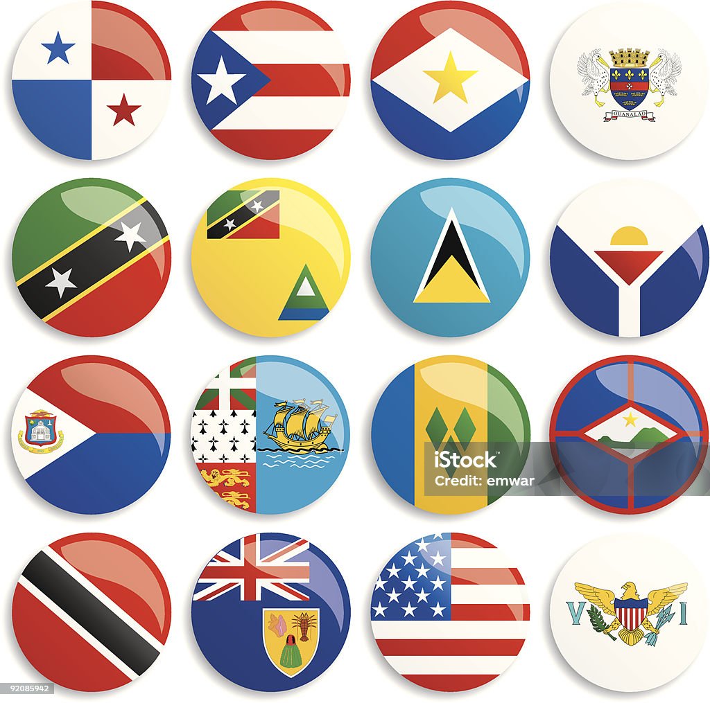 Banderas botones de América del Norte - arte vectorial de Bandera de las Islas Vírgenes libre de derechos