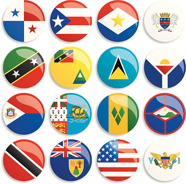 ilustrações de stock, clip art, desenhos animados e ícones de botões com bandeiras da américa do norte - sao martinho