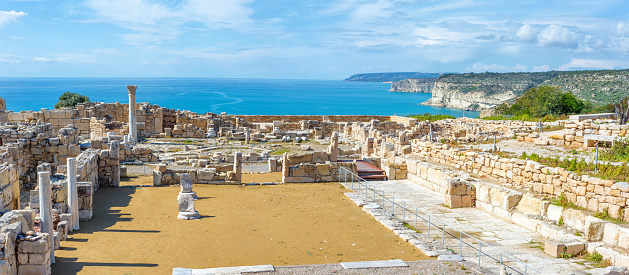 Panoramic view of Kourion archaeological site. Limassol District, Cyprus