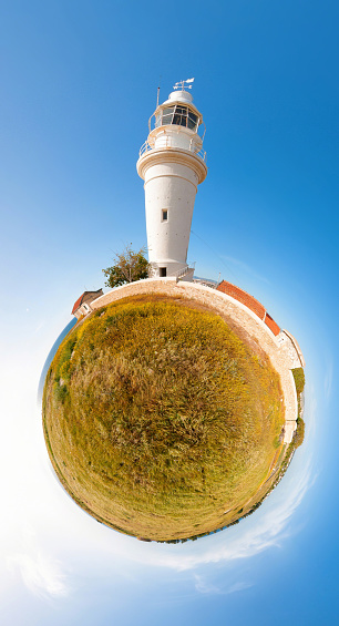 Paphos lighthouse. Little planet. Cyprus