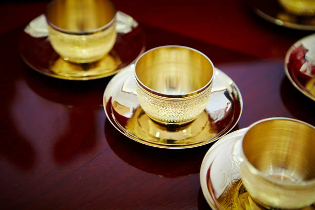 istock Traditional Korean gold teapot and cups 920865404