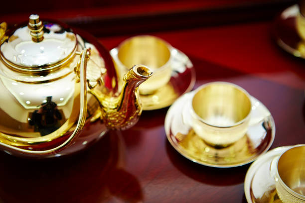 istock Traditional Korean gold teapot and cups 920865416