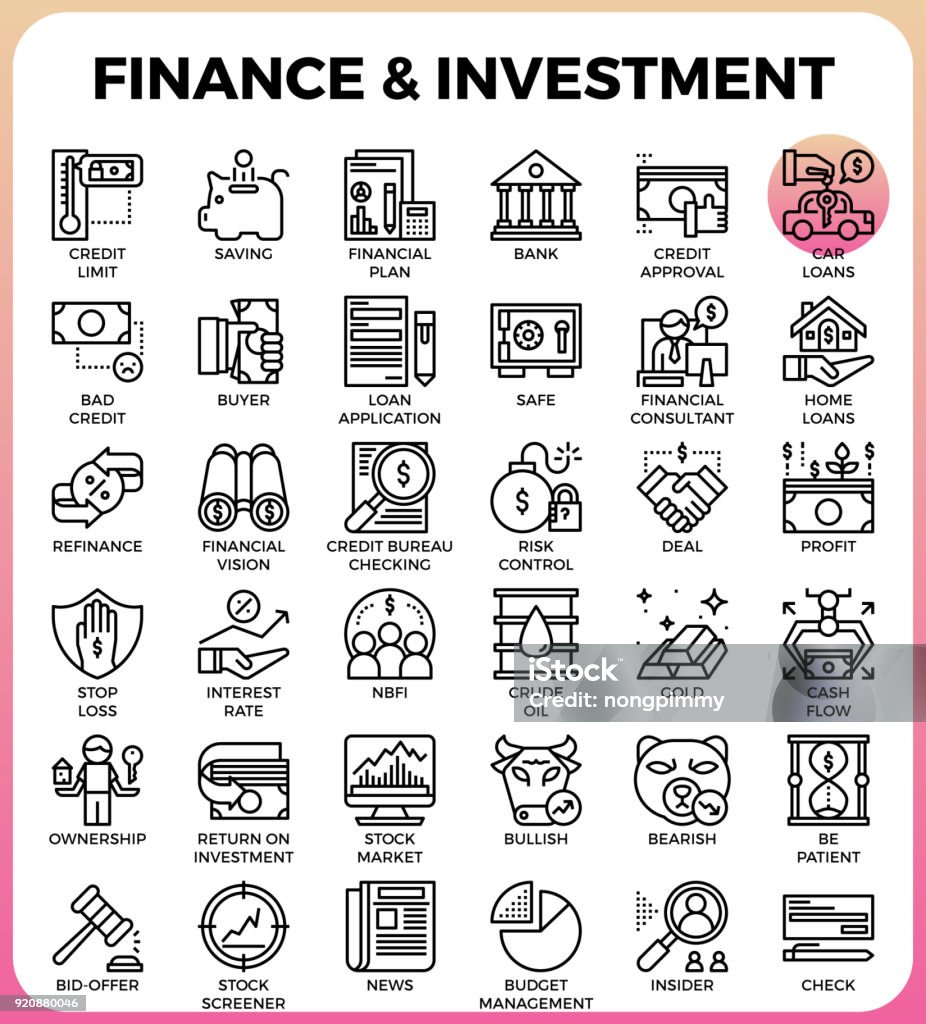 Finance & Investment concept line icon Finance & Investment concept line icon style for ui, ux, website, web, app graphic design Icon Symbol stock vector