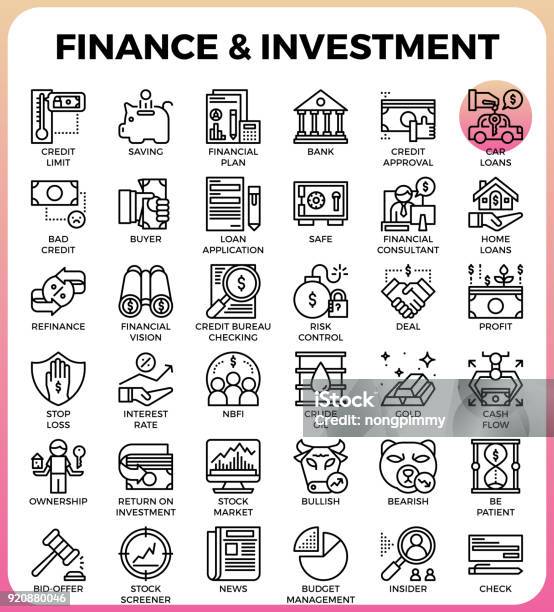 Finance Investment Concept Line Icon Stock Illustration - Download Image Now - Icon Symbol, Cash Flow, Interest Rate