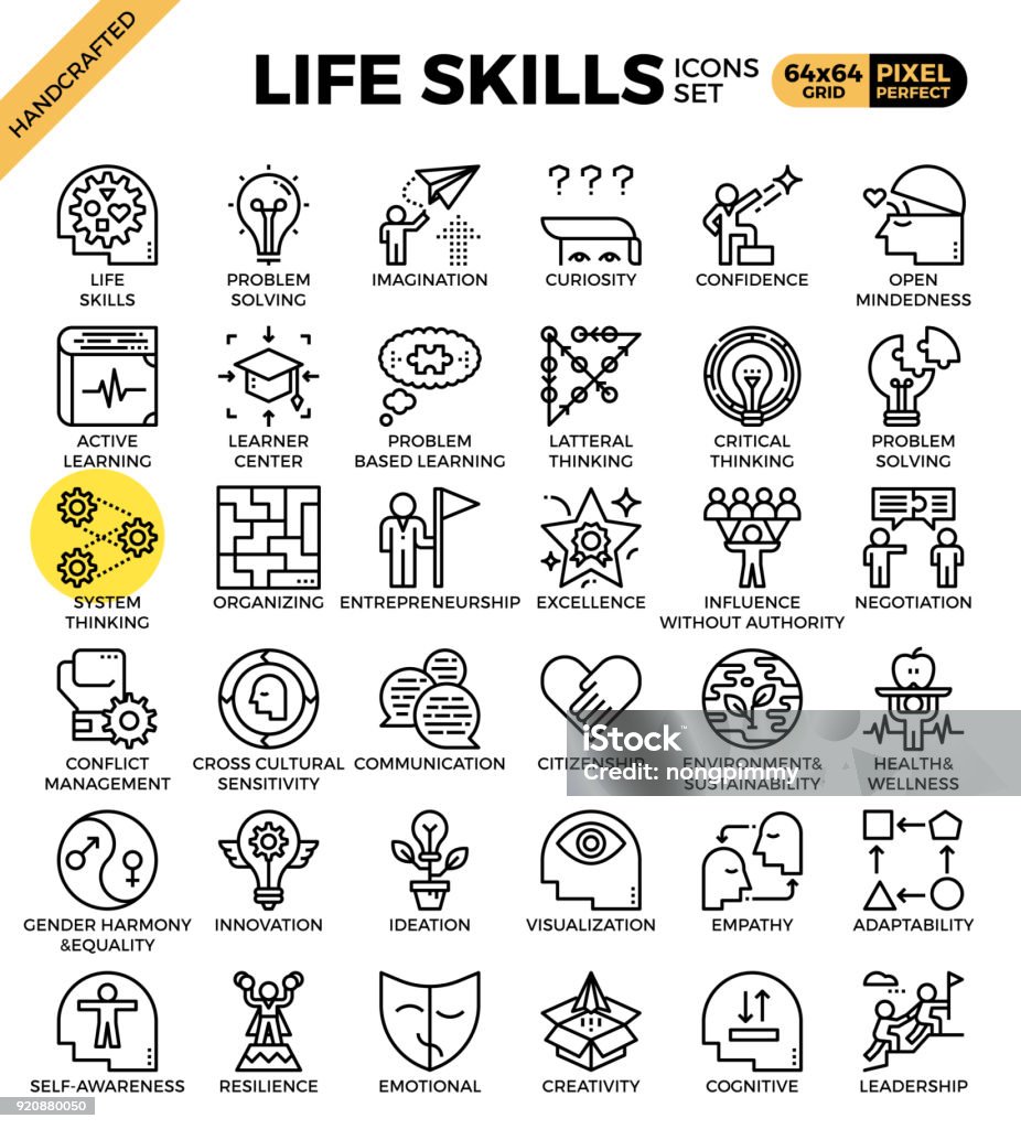 Life skills concept icons Life skills concept icons set in modern line icon style for ui, ux, website, web, app graphic design Icon Symbol stock vector