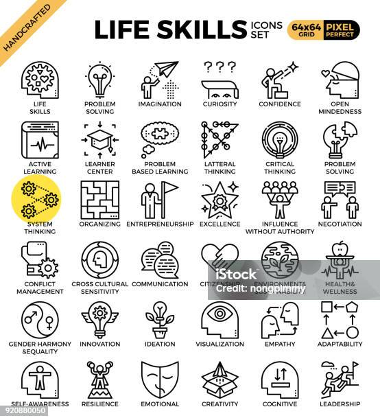 Life Skills Concept Icons Stock Illustration - Download Image Now - Icon Symbol, Curiosity, Wellbeing