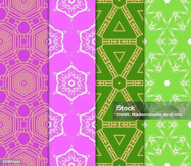 Pattern Line Mono Vector Seamless Patterns Set In Trendy Mono Line Style Geometric ...