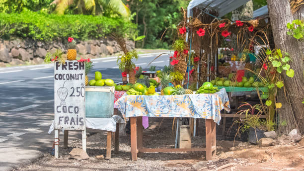 istock Exotic fruits sold on the road, Moorea 920897488