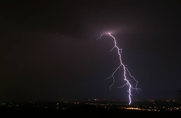 cloud-to-ground lightning stock photo
