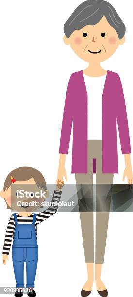 Grandma And Granddaughter Stock Illustration - Download Image Now - Adult, Child, Family