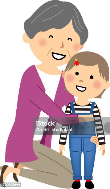 Grandma And Granddaughter Stock Illustration - Download Image Now - Granddaughter, Grandmother, Adult