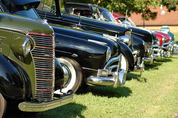 istock Old Cars Lined up for a Car Show 92091090