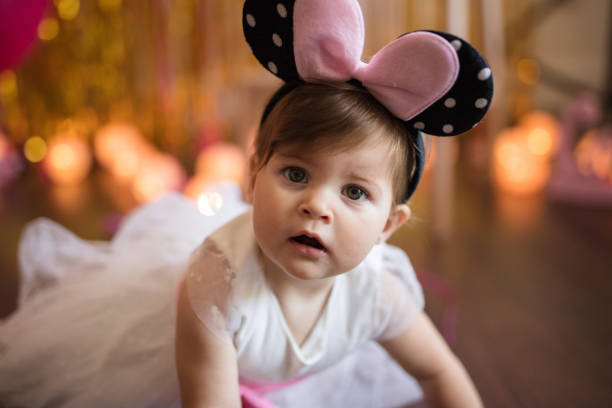 Cute baby girl crawling