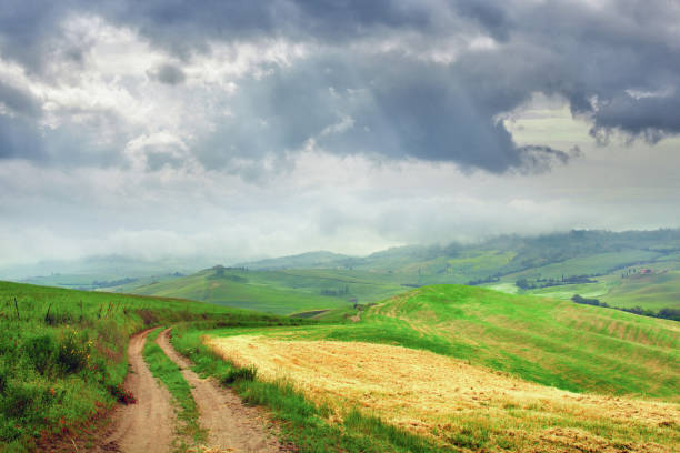 istock Winding dirt road in Tuscany, Italy 920914486