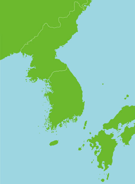 illustrations, cliparts, dessins animés et icônes de carte muette du nord et corée du sud - korean peninsula