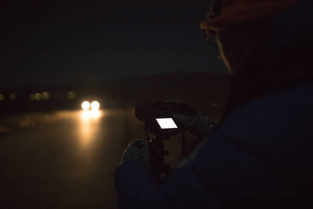 istock Camera shooting city night scene 920923674