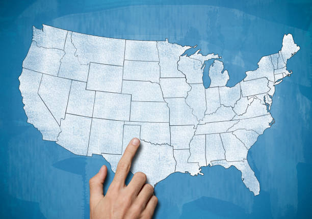 Male hand pointing on USA map / Blue board concept (Click for more) Male hand pointing on USA map / Blue board concept (Click for more) oregon us state photos stock pictures, royalty-free photos & images