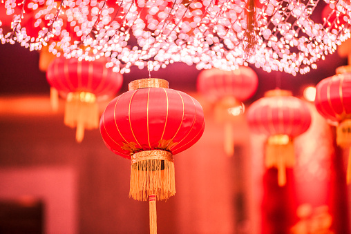 Hanging red lanterns