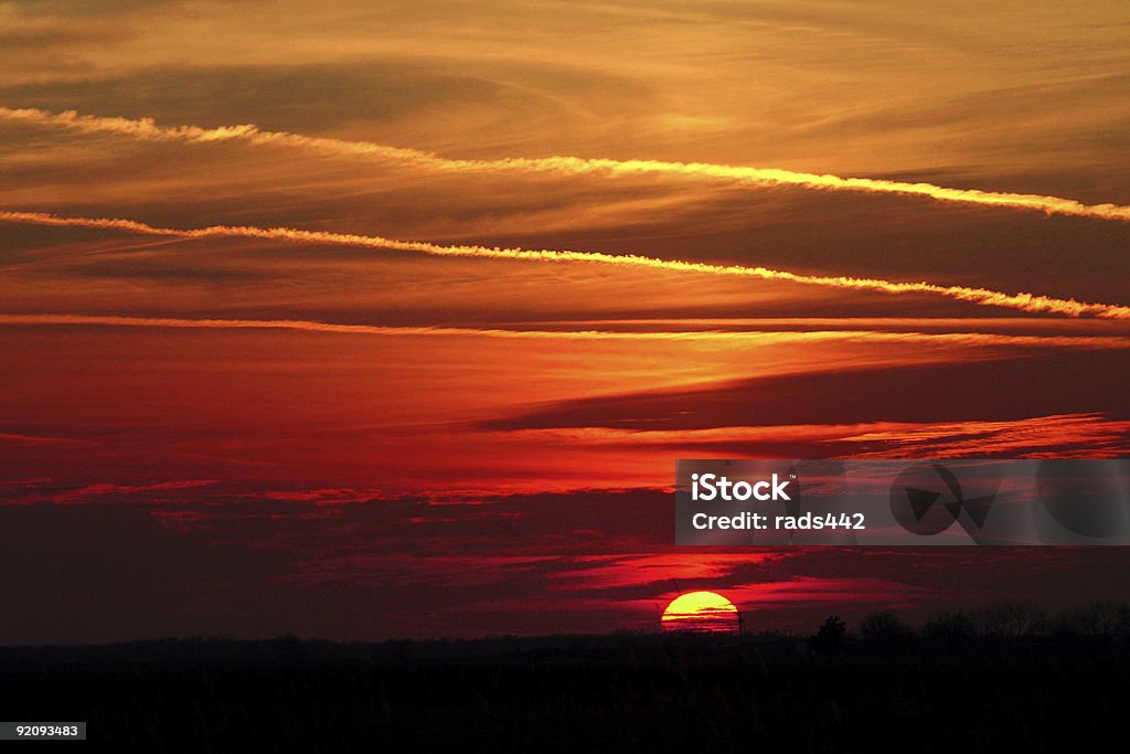 Kansas tramonto colorato - Foto stock royalty-free di Albero