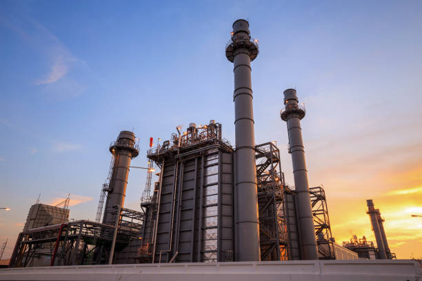 fábrica de suporte de usina elétrica de turbina gás natural - power station - fotografias e filmes do acervo