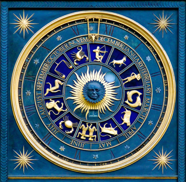 istock Blue and gold Zodiac chart background 92093691