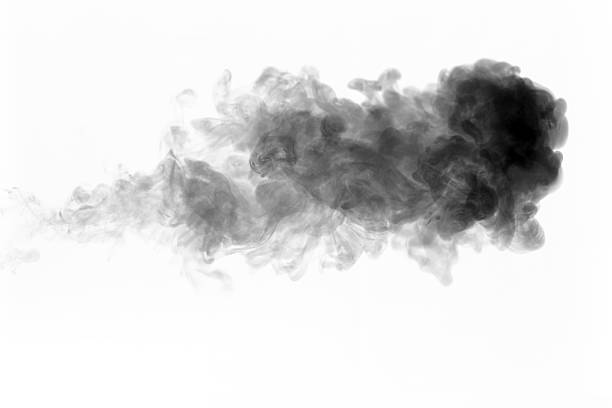 Black jet of smoke stock photo