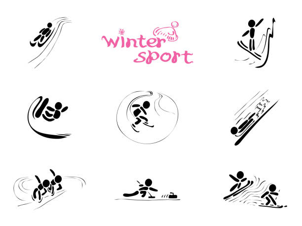 im wintersport - nordische kombination stock-grafiken, -clipart, -cartoons und -symbole