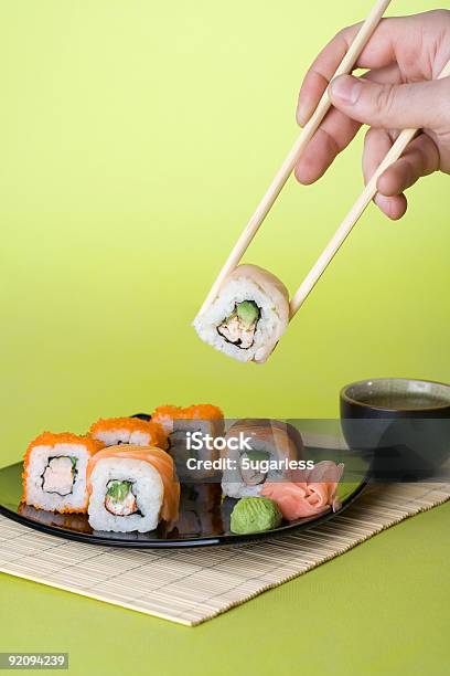 All Sorts Sushi On Green Stock Photo - Download Image Now - Cut Out, Sushi, Avocado