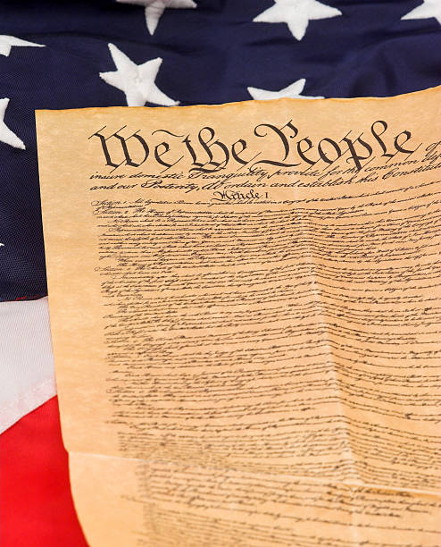 U.S. Constitution on Flag stock photo