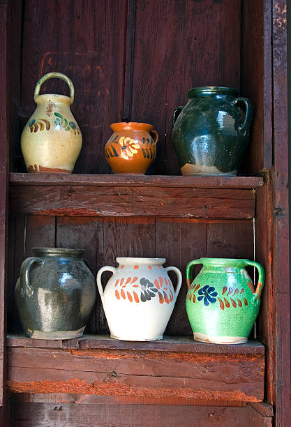 Handpainted jugs stock photo